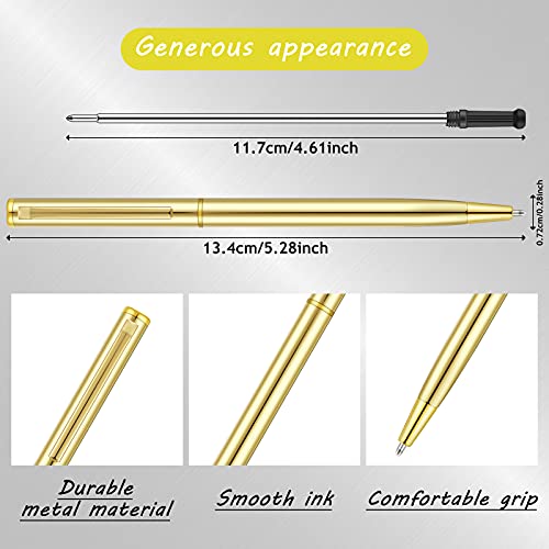Zonon Gold Slim Ballpoint Pens Black Ink 1 Mm Medium Point Metallic Retractable Pens Gold Metal Pen For Wedding Business Office Supplies Students Teachers Christmas Present (15 Pieces) #TOP2