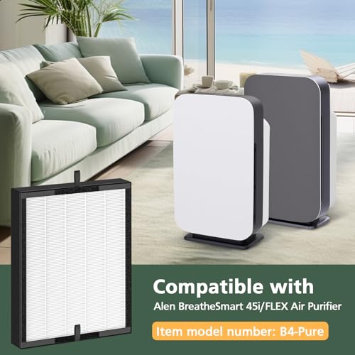 45i Replacement Filter Compatible with BreatheSmart 45i and Flex Air Purifier, 3-in-1 H13 True HEPA+ High-Efficiency Activated Carbon Filter+ Pre Filter, B4-Pure, 2 X True Hepa+4 X Carbon Filter