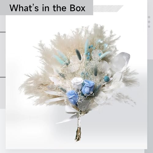 Arreglo floral seco con rosas azules y blancas miniatura 3
