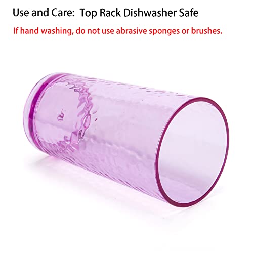 Kx-Ware 20-Ounce Acrylic Glasses Plastic Tumbler, Set Of 6 Multicolor - Hammered Style, Dishwasher Safe, Bpa Free #TOP3
