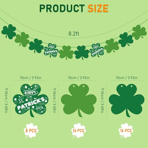 Image of OHOME St Patricks Day Decorations - 40 Pack Shamrock Clover Banner - Shamrock Decorations Garland Irish St Patty's Day Accessories Party Favors for Home Door Birthday | St. Patrick's Day Decor