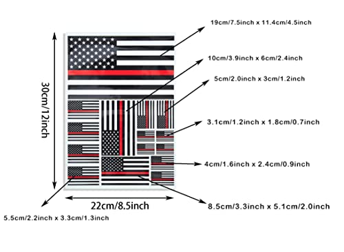 Image of CANTENDO 3 Pack Thin Red Line American Firefighter Flag Decal - Thin Red Line American Firefighter Flags Reflective Vinyl Car Stickers - for Car Window Bumper Waterproof Sticker (12 x 8.5 Inch)