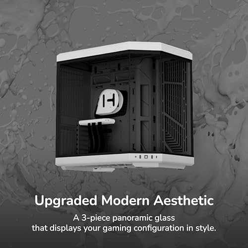 Image of Hyte Y70 Modern Aesthetic Gaming PC Case - Panoramic Glass | High-Airflow Design | Cable Management | Dual Chamber ATX Mid-Tower Chassis | 10 Fan Capacity | Luxury PCIe 4.0 Riser Cable - Black /White