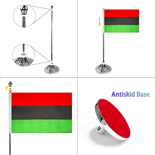 WXTWK Pacote com 2 bandeiras de mesa afro-americanas pequenas bandeiras de mesa pan-africanas com ba