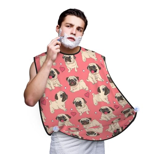 YQxwJL Pug Dog Print Beard Bib Apron, Shaving Apron For Dad, Men'S Hair Catcher For Shaving Best Gifts For Dad