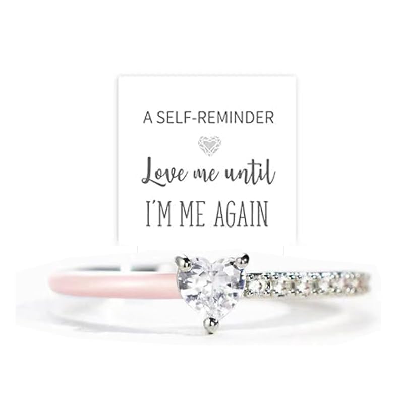 Listado de I Love Me . 22 Anillos de promesa para mujer, anillo Love Me Until I'm Me Again para mamá, mamá, hija, pareja, esposa, regalo con circonita cúbica, anillo de corazón negro, One Size, Circonia...