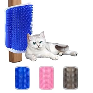 3 Pack Cat Self Groomer Brushes Wall Corner Massage Comb with Catnip Cat Face Scratchers for Long Short Fur Kitten