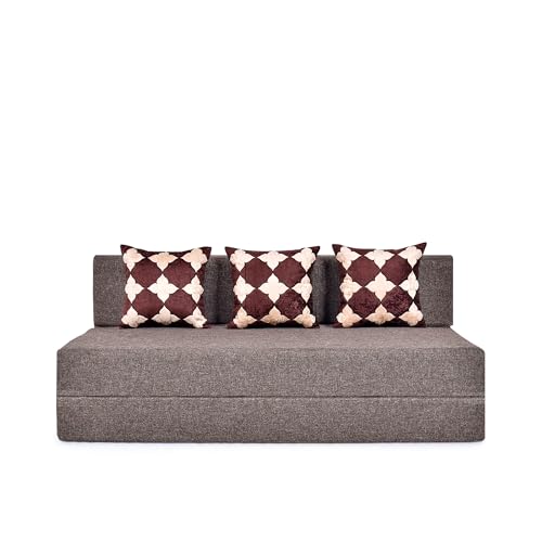 Image of Three Seater Sofa Cum Bed 5x6 Ft with Soft Foam Cushioning, Comfortable Foldable Sofa Bed for Living Room, Bedroom, Guest Room & Office(Warm Grey)