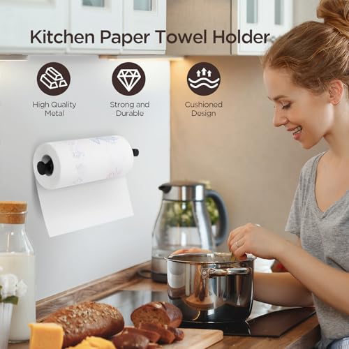 AiQInu Portarrollos Cocina, Cocina de Rasgables Una-Mano, Porta Rollos de Papel Cocina Papel Fácilmente Desgarrado, Tanto en Pegamento como en Tornillos, para Baño, Armarios, Vertical u Horizontal - imagen 3