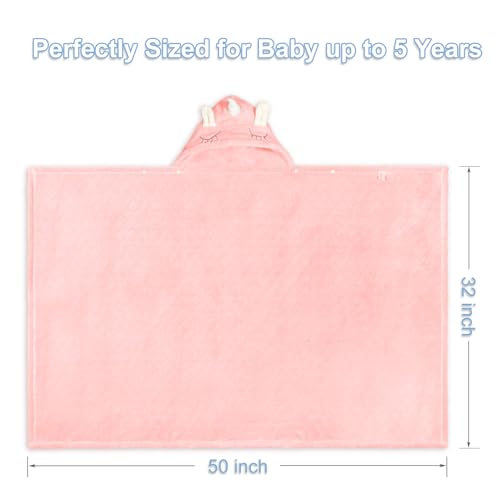 Image of Toddler Towels with Hood for Girls,Soft Premium Coral Fleece Girl Bath Towel-Ultra Absorbent for Baby Cozy and Warm-Bath Essential for Newborn, Infant and Children, Pink Unicorn
