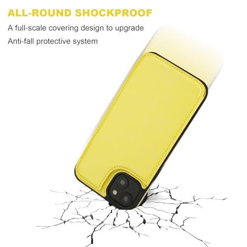 Étui portefeuille compatible avec iPhone 15 Plus antichoc jaune robuste - 6