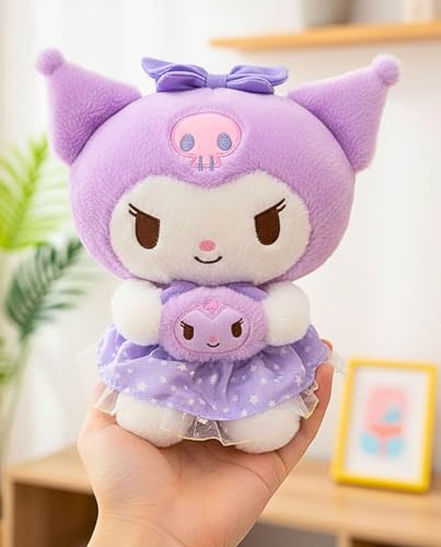 Image of Tickles Cute Anime Doll Soft Stuffed Plush Cartoon Character Toy for Kids Boys & Girls Birthday Gift (Color: Purple & White Size: 25 cm)