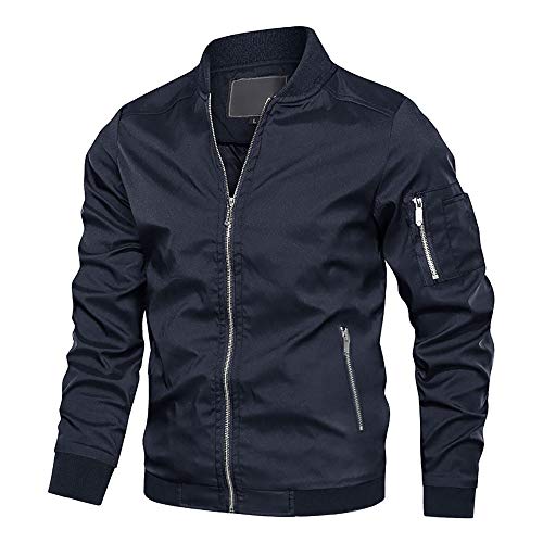 BIYLACLESEN Casual Jacket Lightweight Jackets Varsity Jacket Men Letterman Jacket Bomber Jacket Men Navy