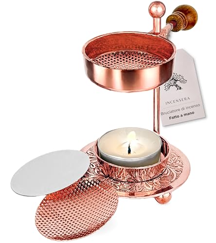 Incensera Bruciatore incenso con setaccio – Altezza regolabile, finitura oro rosa, design elegante e funzionale | Accessori per incenso, diffusore decorativo per resine e coni - Resin Incense Burner