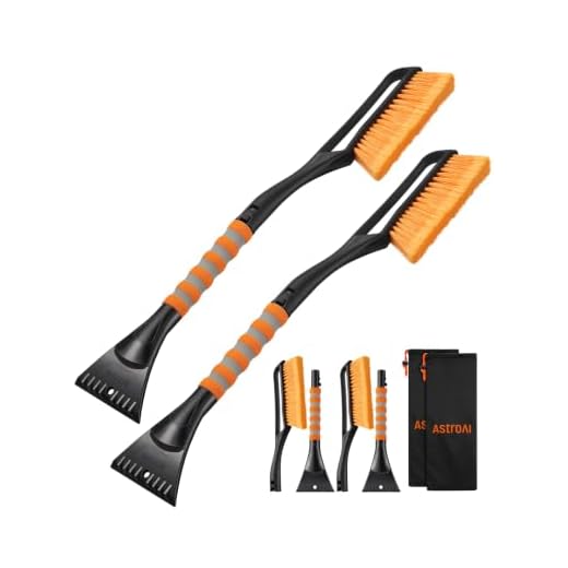 AstroAI 2 Pack 27" Snow Brush and Detachable Deluxe Ice Scraper with Ergonomic Foam Grip for Cars (Heavy Duty ABS, PVC Brush)