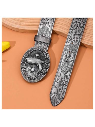 Women's Vintage Cowgirl Belts Western Rhinestone PU Leather Belt with Buckle Rodeo Outfit2