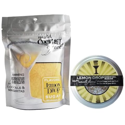 Rokz Lemon Drop Cocktail Sugar Rimmerz Bundle - 5 Ounce Bag + 4 Ounce Tin Cover