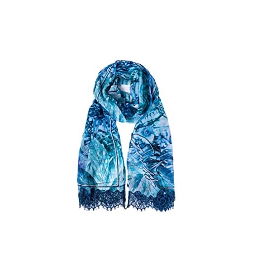 Guess Bufanda foulard mujer impresión floral All Over logo Passhmina W2GZ11WEL02, azul, Talla única