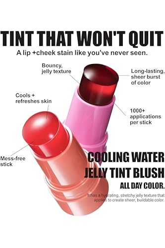 Water Jelly Tint Blusher Makeup Stick, for Lips and Cheek Stain, Buildable Watercolor Finish Long Lasting Moisturizing Multi-Use Matte Blusher Lip Tinted Makeup Jelly Stick (Burst) - Image 3