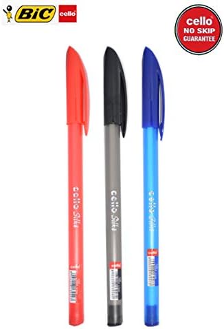 Cello Slike Ballpoint Pen Fine Point Stick Ball Pen - (0.7 mm) Red pens