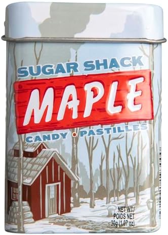Sugar Shack - Maple Syrup Candy | Pure & Natural Maple Sugar, Natural Flavors, No Artificial Colors | Kosher Certified, Vegan, Gluten Free | Aspartame & Xylitol Free | 30 Count Tin (Pack of 12)