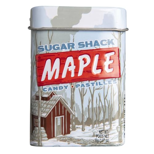 Sugar Shack - Maple Syrup Candy | Pure & Natural Maple Sugar, Natural Flavors, No Artificial Colors | Kosher Certified, Vegan, Gluten Free | Aspartame & Xylitol Free | 30 Count Tin (Pack of 12)