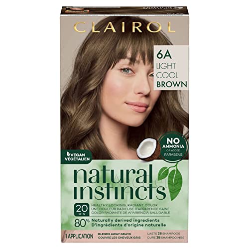 Clairol Natural Instincts Demi-Permanent Hair Dye, 6A Light Cool Brown Hair Color, 1 Count