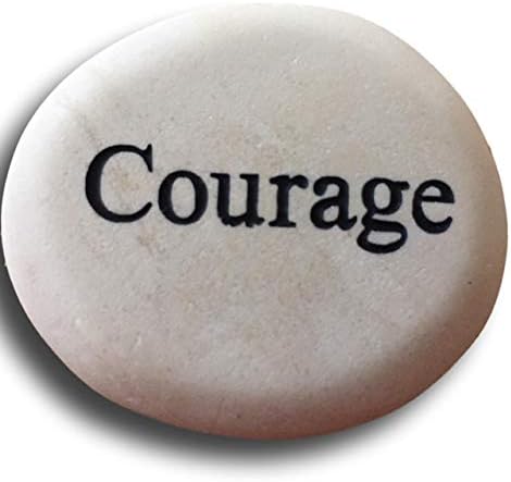 Courage Word Stone River Rock- 2" Cream