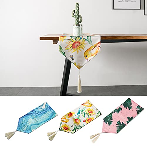 Chemin de table moderne luxe oiseaux et pompons pour une table chic