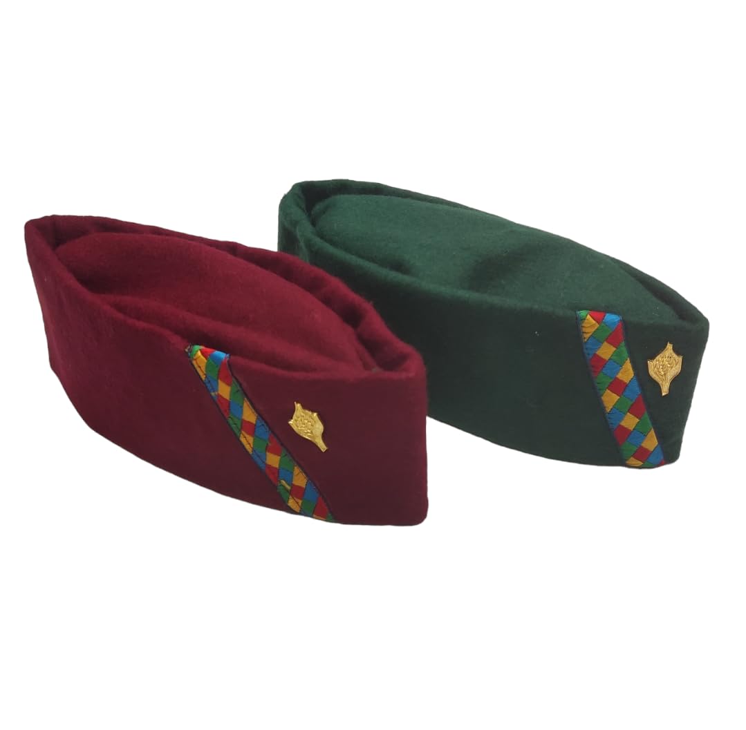 Label Ambey Pahadi caps/topi Brahmakamal Uttarakhand Topi, Pahadi Cap, Himachali Cap Set of 2-picture-50