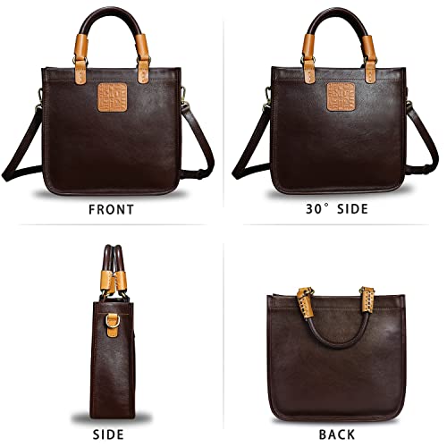 Genuine Leather Handbag Purse for Women Retro Handmade Top-Handle Satchel Crossbody Bag Shoulder Bag4