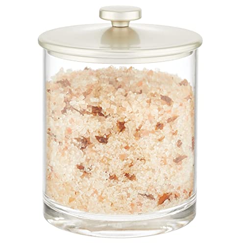 Mdesign Medium Modern Apothecary Storage Organizer Canister Jars - Acrylic Containers For Bathroom, Organization Holder For Vanity, Counter, Makeup Table, Lumiere Collection, 3 Pack, Clear/Matte Satin #TOP4