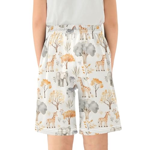 Giraffe Trees Sleep Shorts Summer Pajama Shorts Elastic Waist Sleep Bottoms with Pockets 6-14 Years2