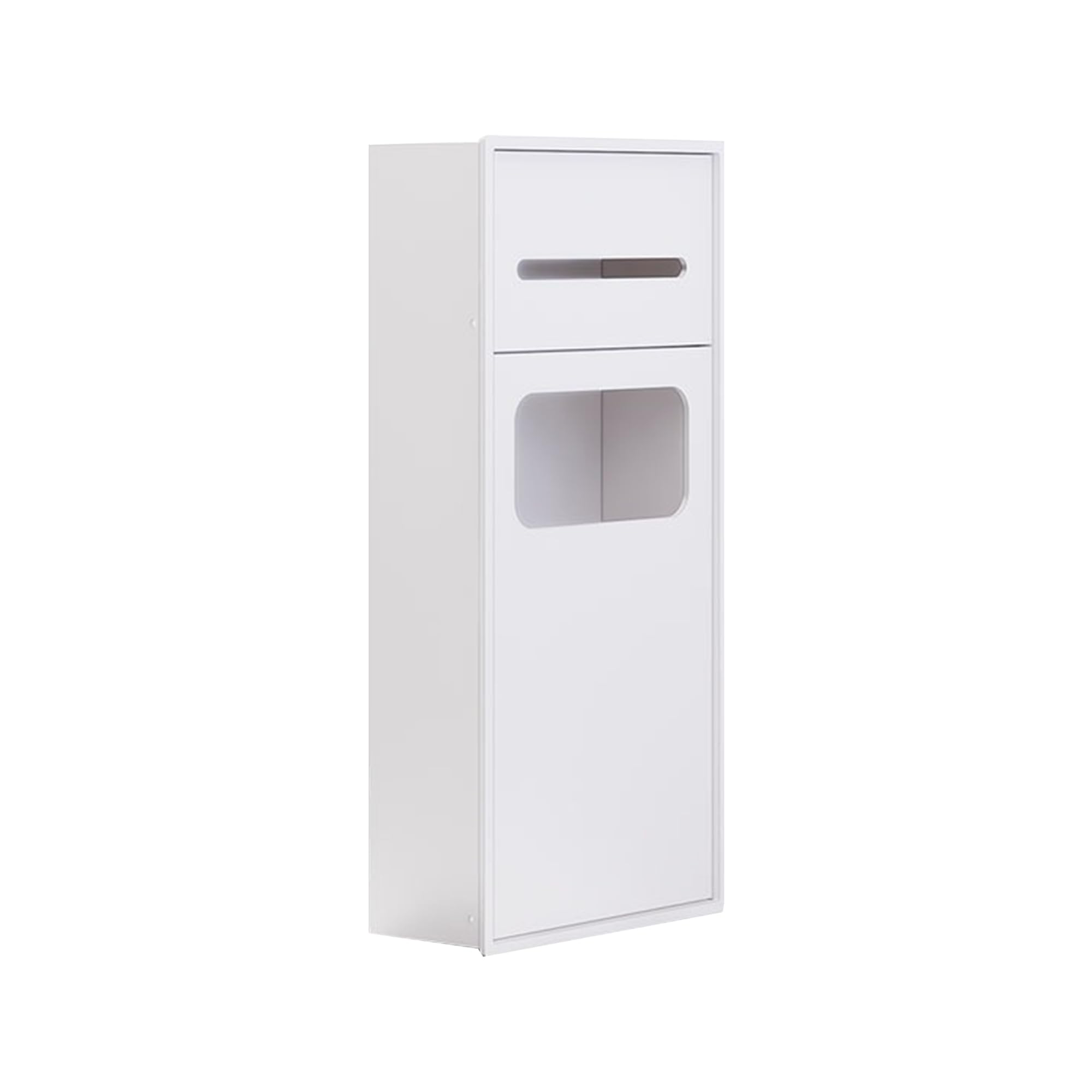 Recessed Toilet Paper Holder with Built-in Trash Can and Organizer, Wall-Mounted Hidden Tissue Dispenser for Space-Saving Bathroom Storage