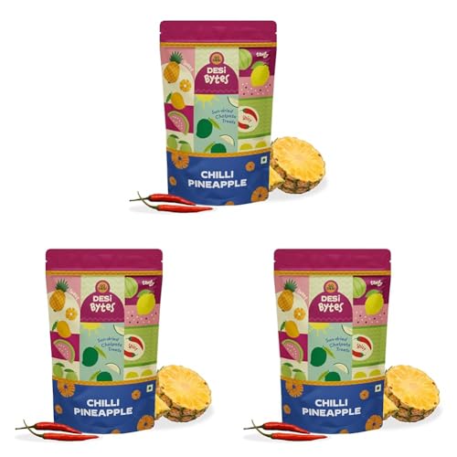 Image of GO DESi Chilli Pineapple Candy, 150g, Fruit Snacks, Bites, Dehydrated (Pack of 3)