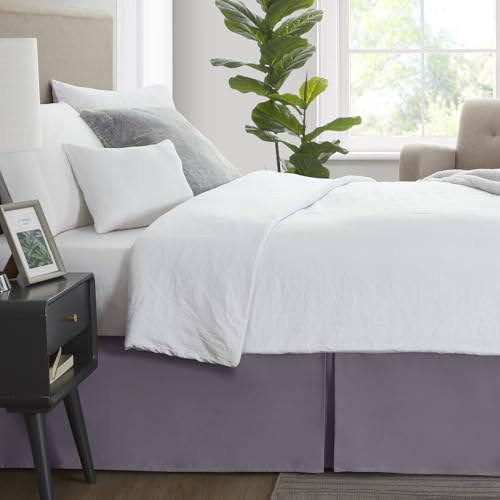 Image of Nestl Grayish Purple Full XL Bed Skirt - Full XL Size Bed Skirt 14 Inch Drop - Brushed Microfiber Bed Skirts - Hotel Quality Pleated Bed Skirt - Shrinkage & Fade Resistant