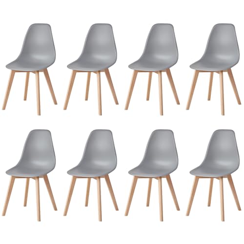 GrandCA HOME Nordica Silla de Comedor Pack 8 Sillas Comedor Madera Moderna para Oficina Cocina (Gris-8 sillas)