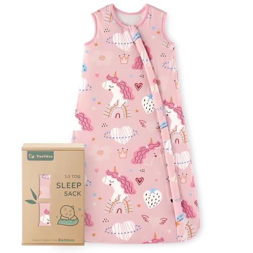 Image of Yoofoss Rayon Made from Bamboo Baby Sleep Sack 0-6 Months 1.0 Tog Baby Wearable Blanket, Super Soft Infant Toddler Sleeping Sack 2-Way Zipper