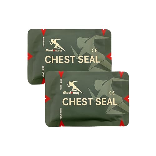 Image of Chest Seal Non-Vented,Emergency Trauma Dressing, for Open Chest Injury and Sucking Chest Wound,First Aid Kit IFAK Supplies (2 Count, Non-Vented)