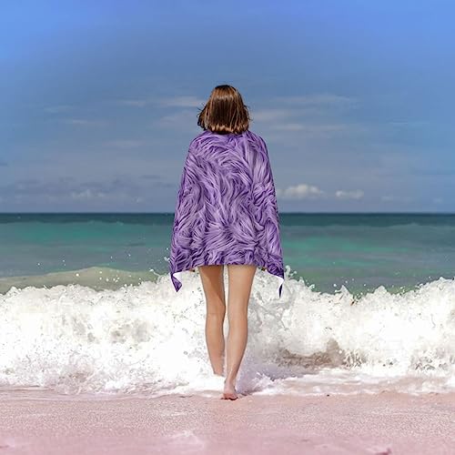 Serviettes de bain violettes 81x132 cm en microfibres - 6