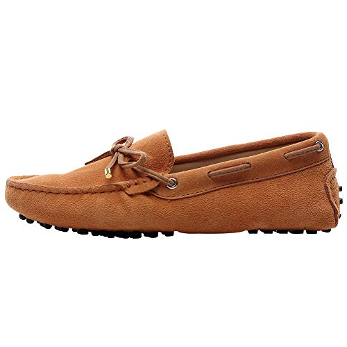 Image of ANUFER Women's Classic Suede Penny Loafers Comfort Handmade Slipper Moccasins