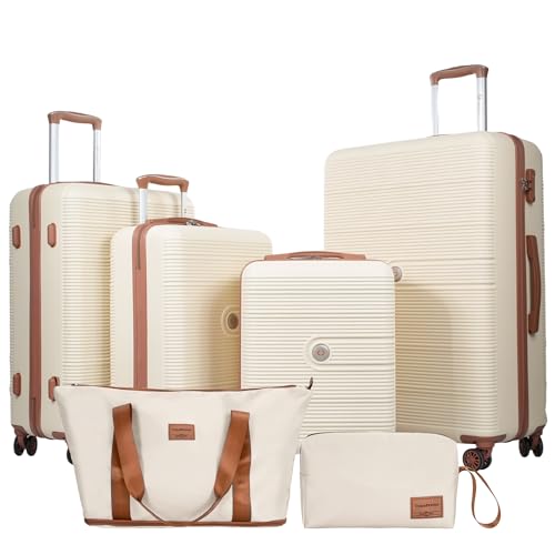 Image of 4-Piece Luggage Sets 16 inch20 inch24 inch28 inch,Suitcases with Double Spinner Wheels and TSA Lock,Hardcase 6 set Luggage with Underseat Duffel Bag