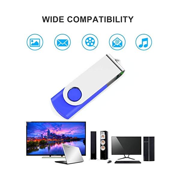 Eastbull USB-2.0-Stick mit Drehgelenk, 2 Stück, Flashlaufwerk, Speicherstick (unterschiedliche Farben mit Schlüsselband… – Bild 7