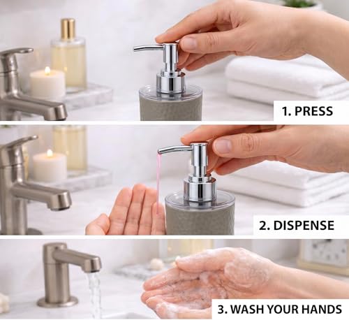 Image of Italian Design Liquid Soap Dispenser| Sanitizer Dispenser | Lotion Dispenser | Shampoo Dispenser | Handwash Bottle | Metallic Grey Finish, 350ml (Grey)