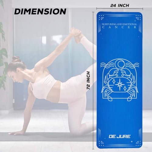 Image of De Jure Fitness Yoga Mat for Women and Men, 8mm Extra Thick Non-Slip NBR Exercise Mat for Yoga, Pilates, Gym & Floor Workouts - with Carry Strap - Cancer