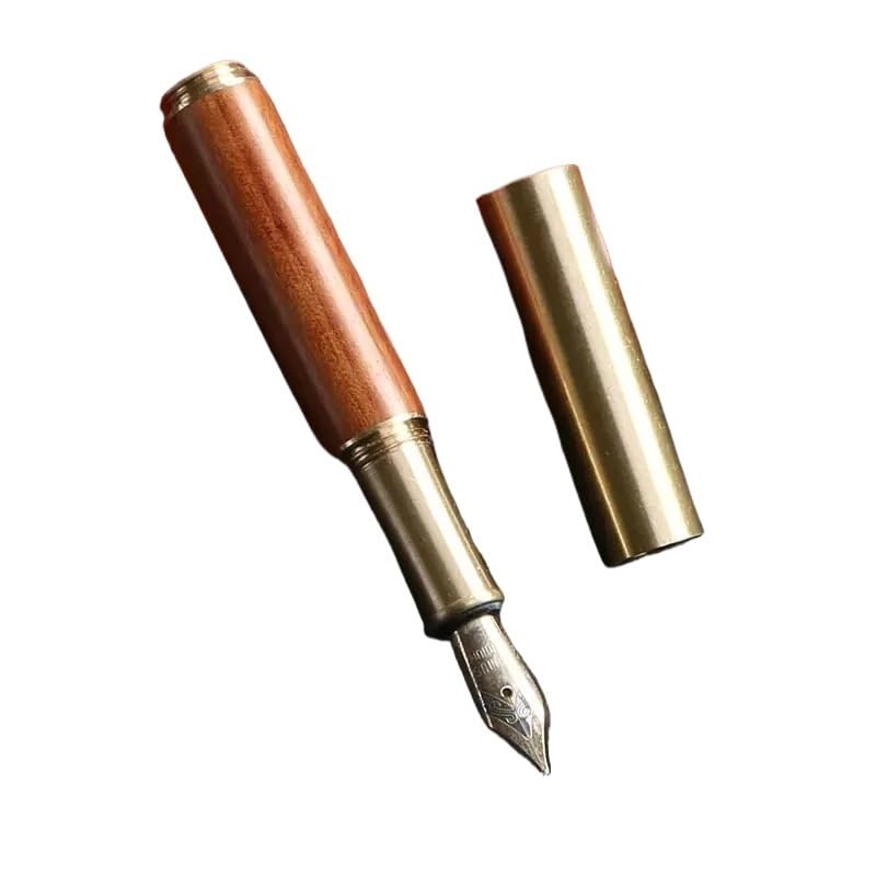 Stylo-plume vintage en bois de santal violet et laiton de poche