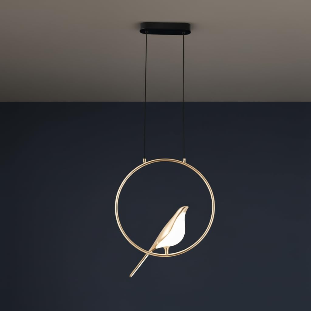 One94Store Chirpy Bird Hanging Pendant Light – Warm White | Decorative Ceiling Lamp for Living Room, Bedroom, Kitchen Island & Home Decor – Modern Metal Finish