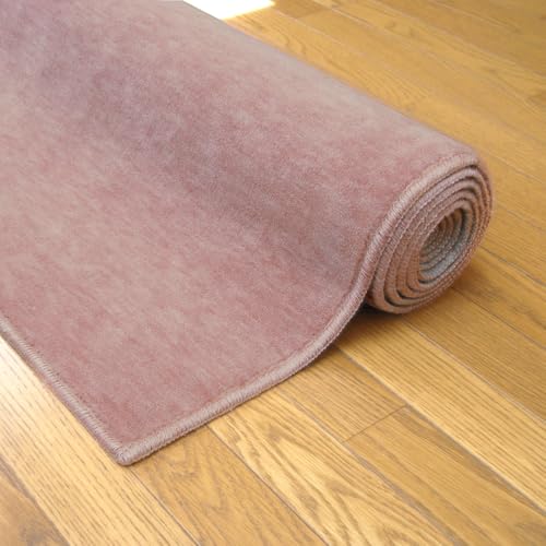 防炎 防ダニ カーペット 10畳 352×440cm 絨毯 じゅうたん アールヌーボー 日本製 抗菌 防臭 無地 厚手 おしゃれ ベージュ ローズ ブラウン グレー 床暖房対応ホットカーペットカバー対応 (ローズ, 江戸間10畳352×440cm)