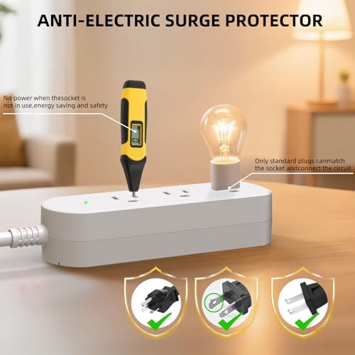 KPQ Extensión con protector contra sobretensión impermeable IPX6, 1.52 m, 3 tomas, 1625W/13A, montable en pared, color blanco miniatura 5