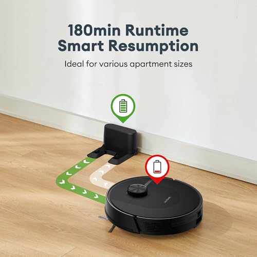 Ultenic Robot Odkurzający z Samoożnianiem, 8000Pa, Lidar Navigacja, 180 Min Czasu Pracy, Aplikacja/Alexa, Odpowiedni Do Dywanów i Twardych Podłóg